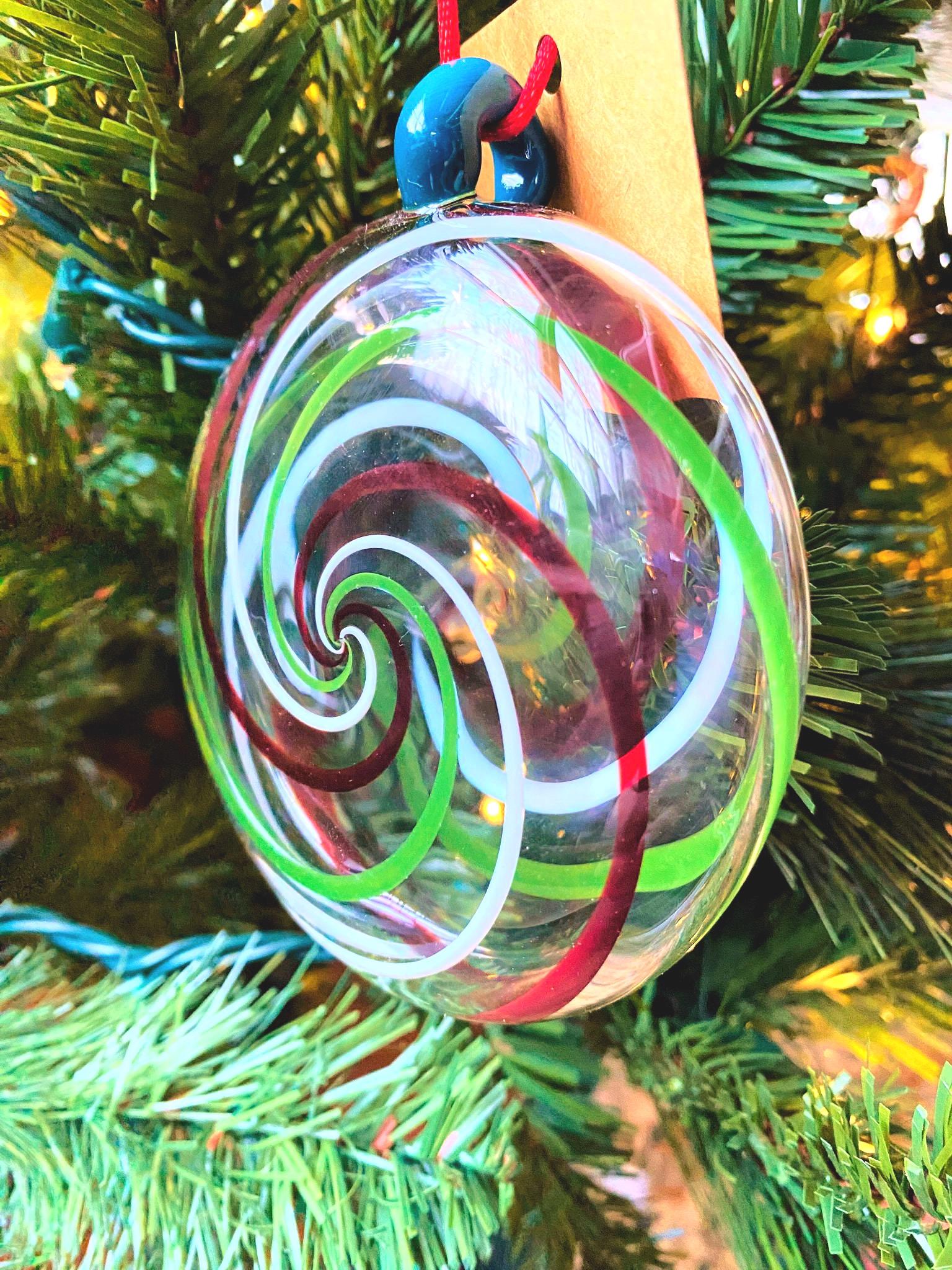 Handmade Blown Glass Christmas Ornaments: Swirl Art by Aaron Dye