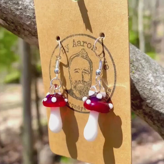 Blown Glass Mushroom Earrings - Handmade Jewelry | Art By Aaron Dye