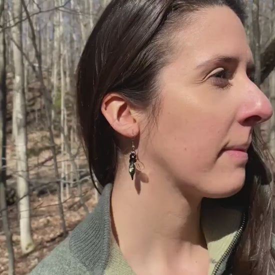 Blown Glass Honey Bee Drop Earrings - Handmade Jewelry | Art By Aaron Dye