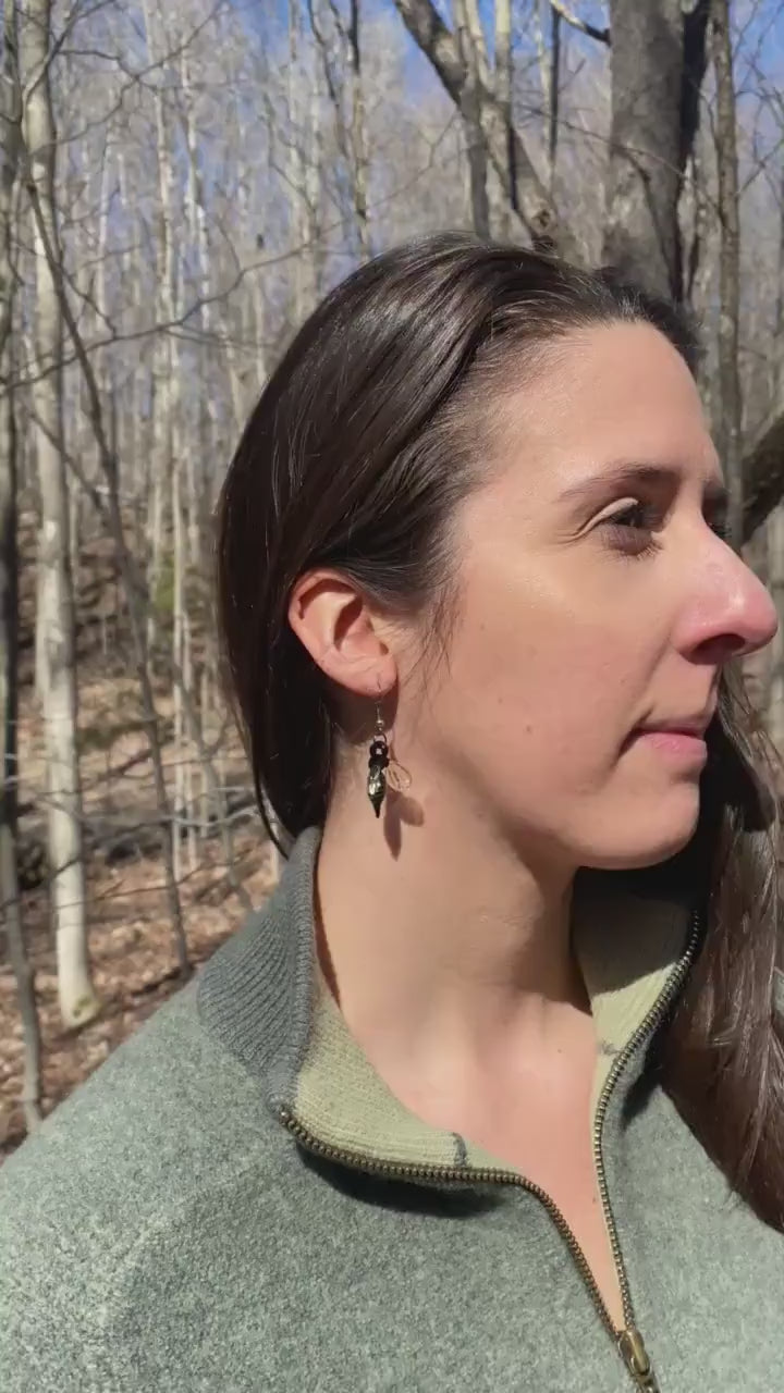 Blown Glass Honey Bee Drop Earrings - Handmade Jewelry | Art By Aaron Dye