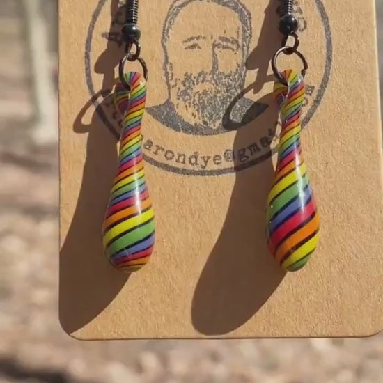 Rainbow Drop Glass Earrings - Handcrafted Valentines Gifts -  Hypoallergenic | Art By Aaron Dye